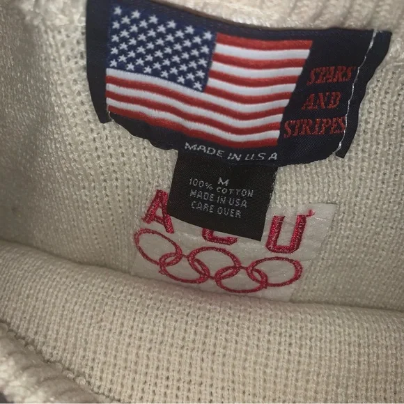 Vintage American Flag USA Olympics Knit Sweater Stars And Stripes - Picture 10 of 12